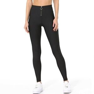 ALO YOGA Black High Waisted Fast Zip Leggings in XS